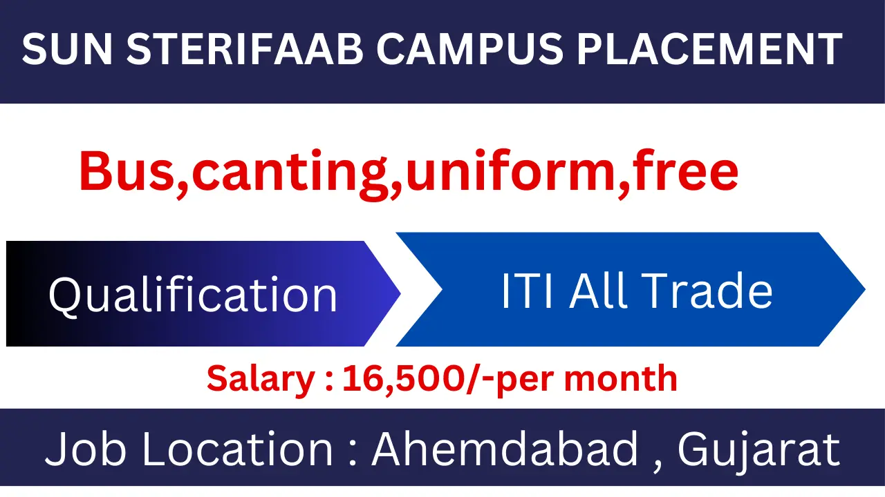 SUN STERIFAAB CAMPUS PLACEMENT 2024 || ITI PASS...